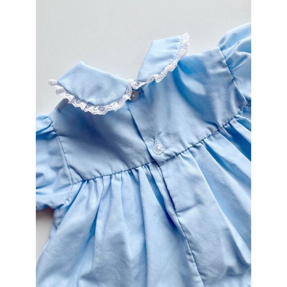 Newborn Baby Girls' MINI TOGS Blue Floral Cotton 2-Piece Dress, Size 0-14lbs - Picture 9 of 16